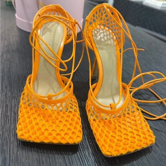 Elegant Orange Bottega VenetaStretch Sandals